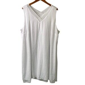 Coldwater Creek Sleeveless V-Neck Gauze Tunic Top Light Airy Lined Mixed Media